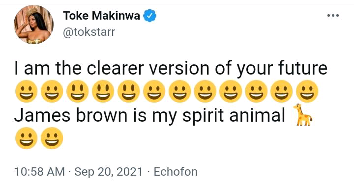James Brown Is My Spirit Animal – Toke Makinwa | MarvelTvUpdates