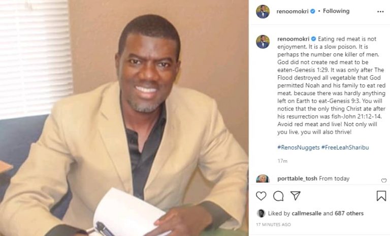 “Avoid Red Meat And Live!” – Reno Omokri | MarvelTvupdates