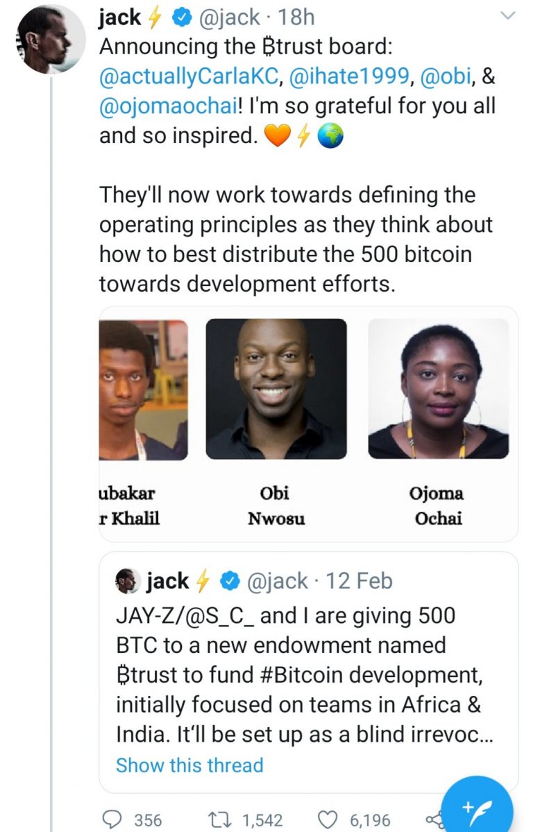 Former Twitter CEO, Jack Dorsey Appoints Three Nigerians To Head Bitcoin Trust Fund With Jay-Z | MarvelTvUpdates