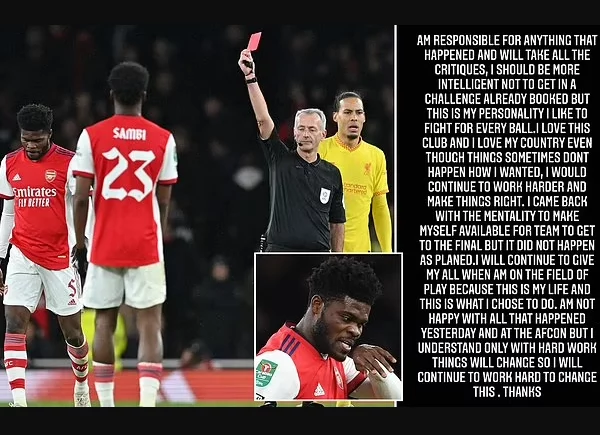 I Am Responsible For Anything, I Should Be More Intelligent’ – Thomas Partey Issues Apology To Arsenal Fans After His Red Card Against Liverpool In Carabao Cup Semi-final | MarvelTvUpdates