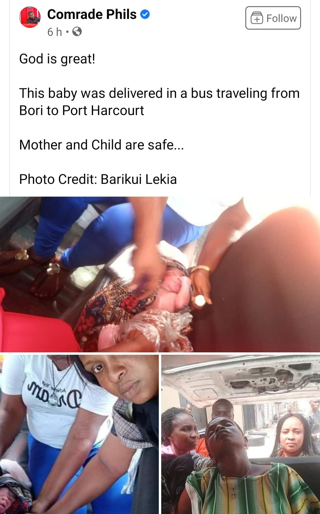 Woman Delivered Her Baby In A Bus While Travelling From Bori To Port Harcourt | MarvelTVUpdates