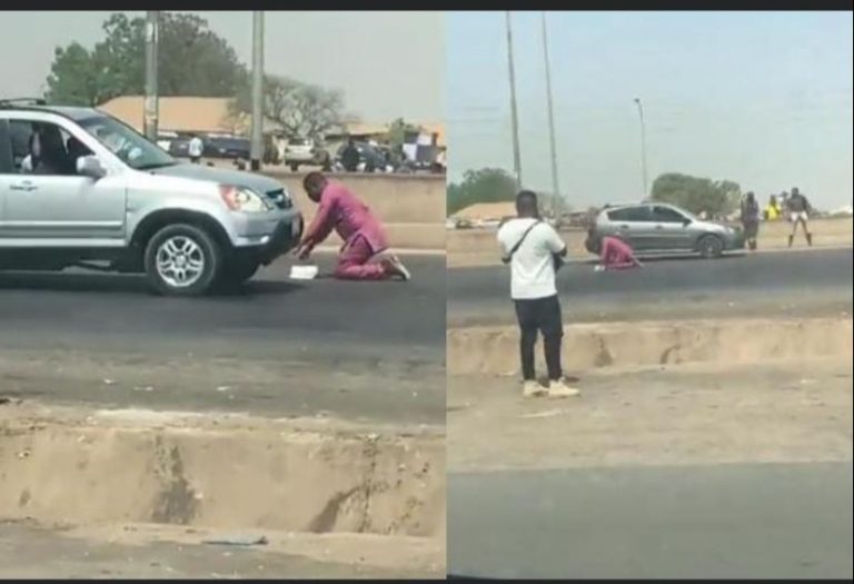 [VIDEO]: Man Spotted Praying On A Busy Road  In Abuja | MarvelTvUpdates