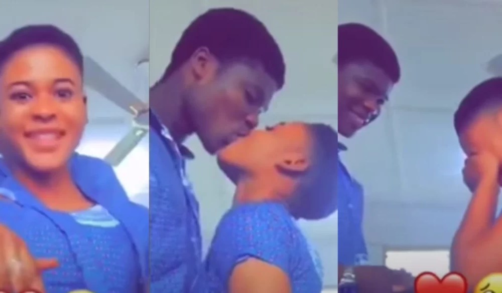 [VIDEO]: Secondary School Female Student Share Deep Kiss With Co-Student Boyfriend After He Proposed To Her In Class | MarvelTvUpdates
