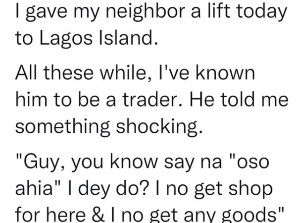 Man Narrates How His Neighbor Who Has No Shop In Lagos Island Makes Up To 15k Naira Everyday From ‘oso Ahia’ | MarvelTvUpdates