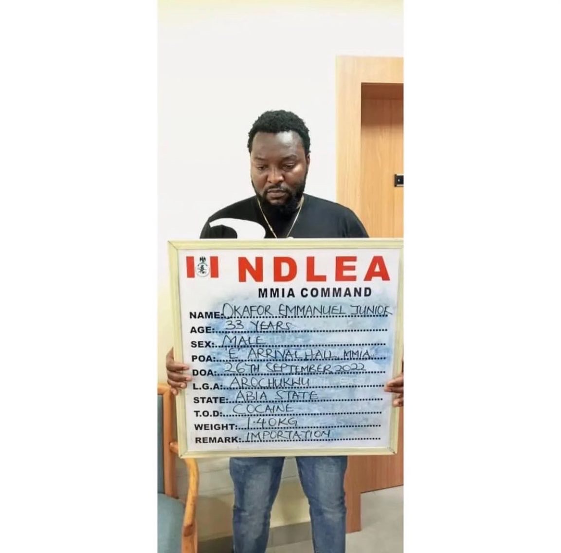 NDLEA Arrests Ex-Footballer, Okafor Emmanuel With 1.40kg Of Cocaine At Lagos Airport | MarvelTvUpdates