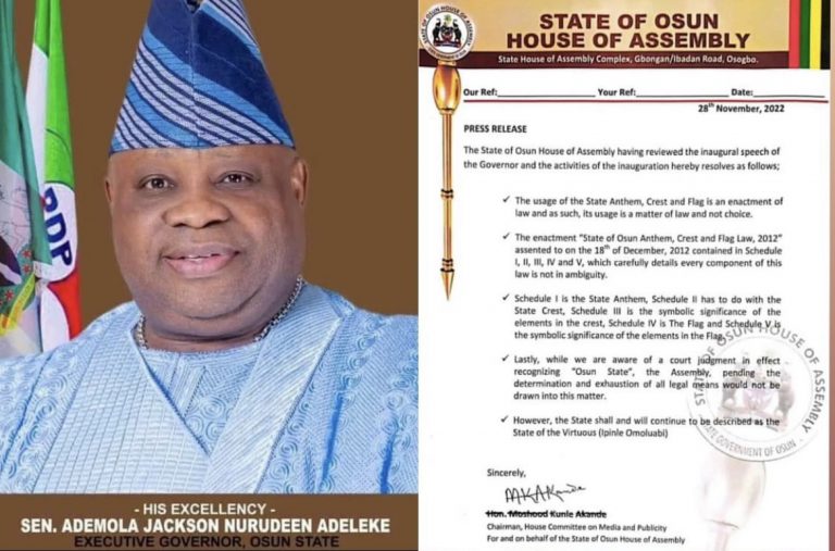 Osun Assembly Rejects Gov. Adeleke’s Decision To Rename State | MarvelTvUpdates