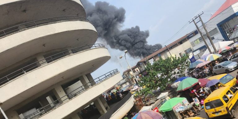 [VIDEO]: Fire Guts Popular Tejuosho Market, Yaba Lagos | MarvelTvUpdates