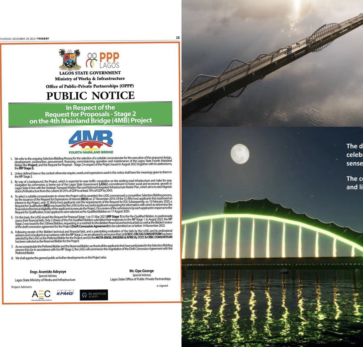 Lagos State Government Announces Preferred Bidder For 4th Mainland Bridge | MarvelTvUpdates
