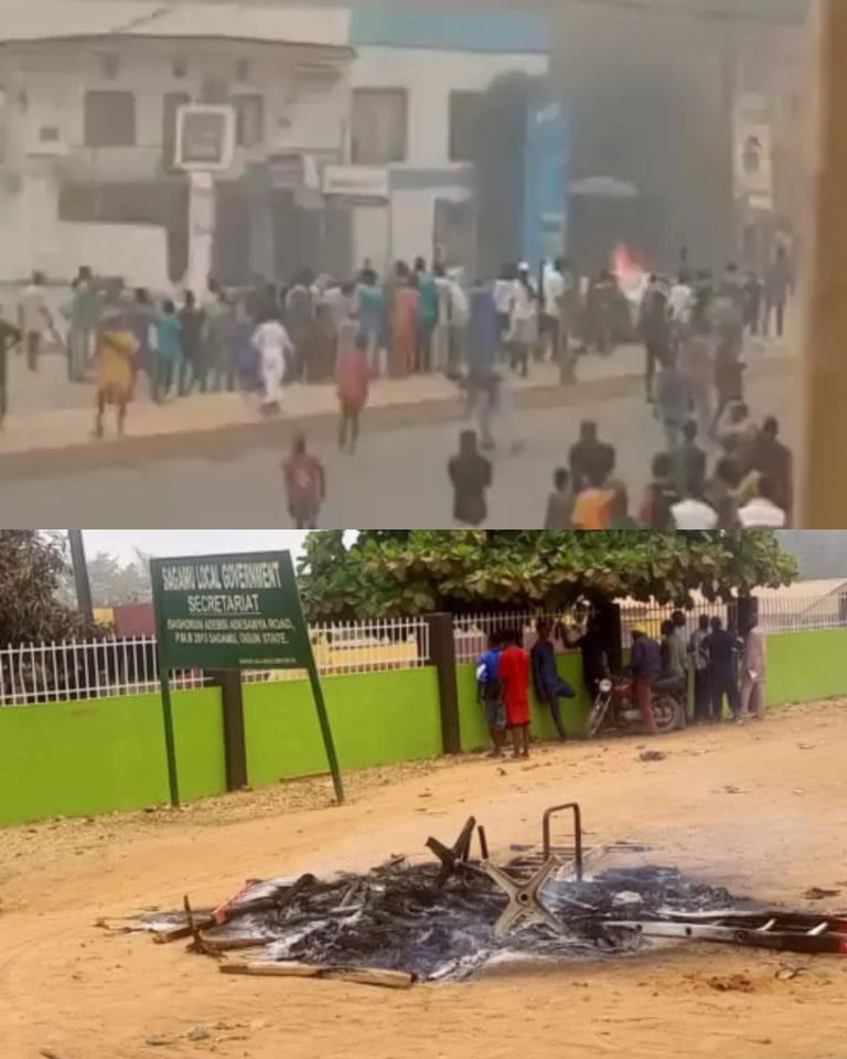 Naira Scarcity: Violent Protests Erupt In Sagamu, As Protesters Set Banks On Fire, Local Govt Secretariat Vandalized (VIDEO) | MarvelTvUpdates