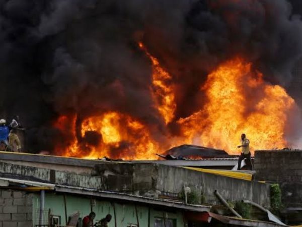 JUST-IN: Massive Fire Outbreak In Popular Alaba International Market, Lagos | MarvelTvUpdates