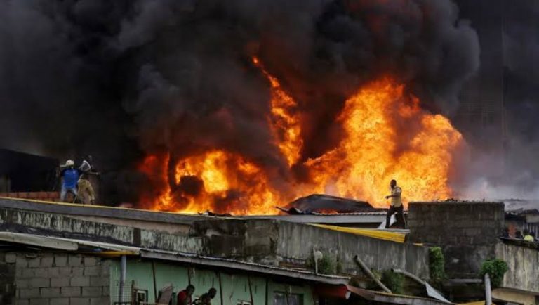 JUST-IN: Massive Fire Outbreak In Popular Alaba International Market, Lagos | MarvelTvUpdates