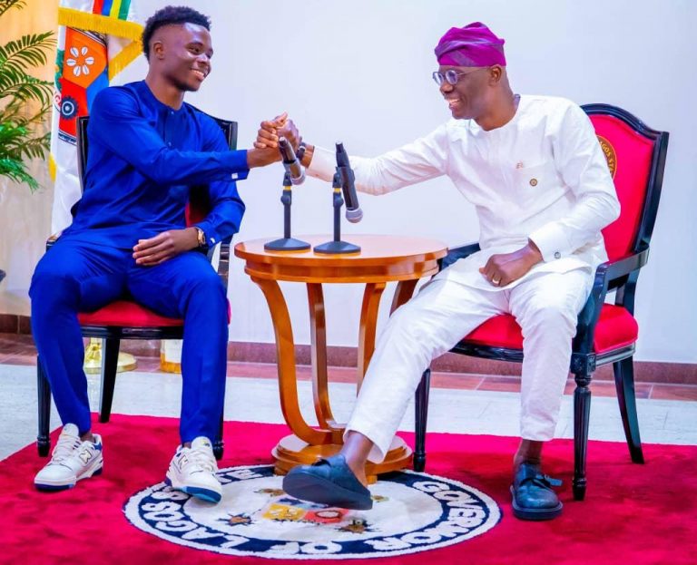 [PHOTOS]: Arsenal Star, Bukayo Saka Meets Lagos Governor, Babajide Sanwo-Olu | MarvelTvUpdates