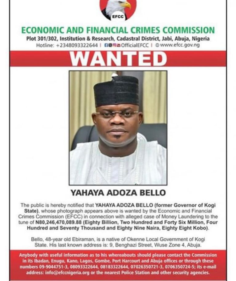 Former-Kogi Governor Yahaya Bello Declared Wanted By EFCC For N80bn Fraud | MarvelTvUpdates